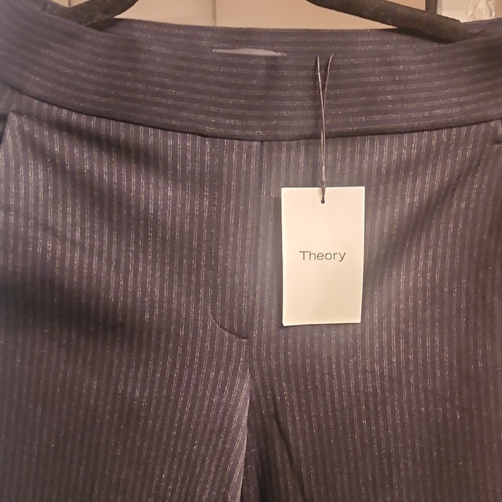 Theory Pinstripe Pants - Dark Gray